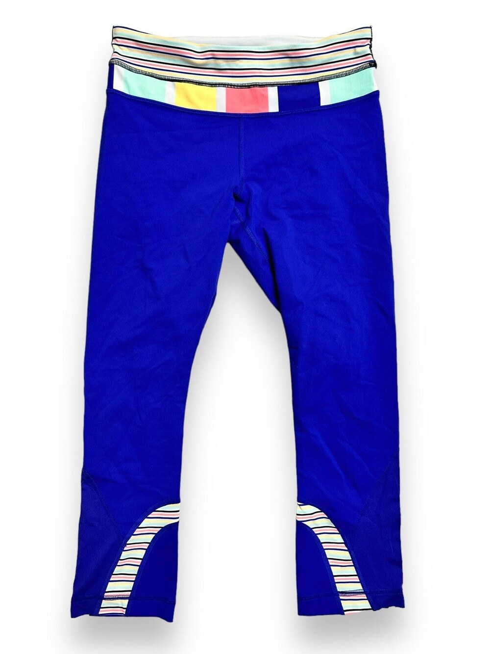 Lululemon Run Inspire Seawheeze Crop Leggings Women's 6 Pigment Blue 2013